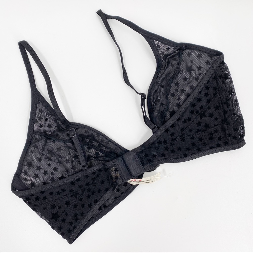 Free People Celeste Stars Sheer Mesh Lace O Ring Bralette BLACK Size Small NEW - Picture 10 of 14